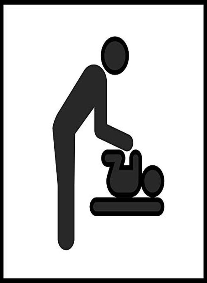 StickerTalk Mens Restroom Diaper Changing Station Vinyl Sticker, 5 inches by 5 inches - Image 1